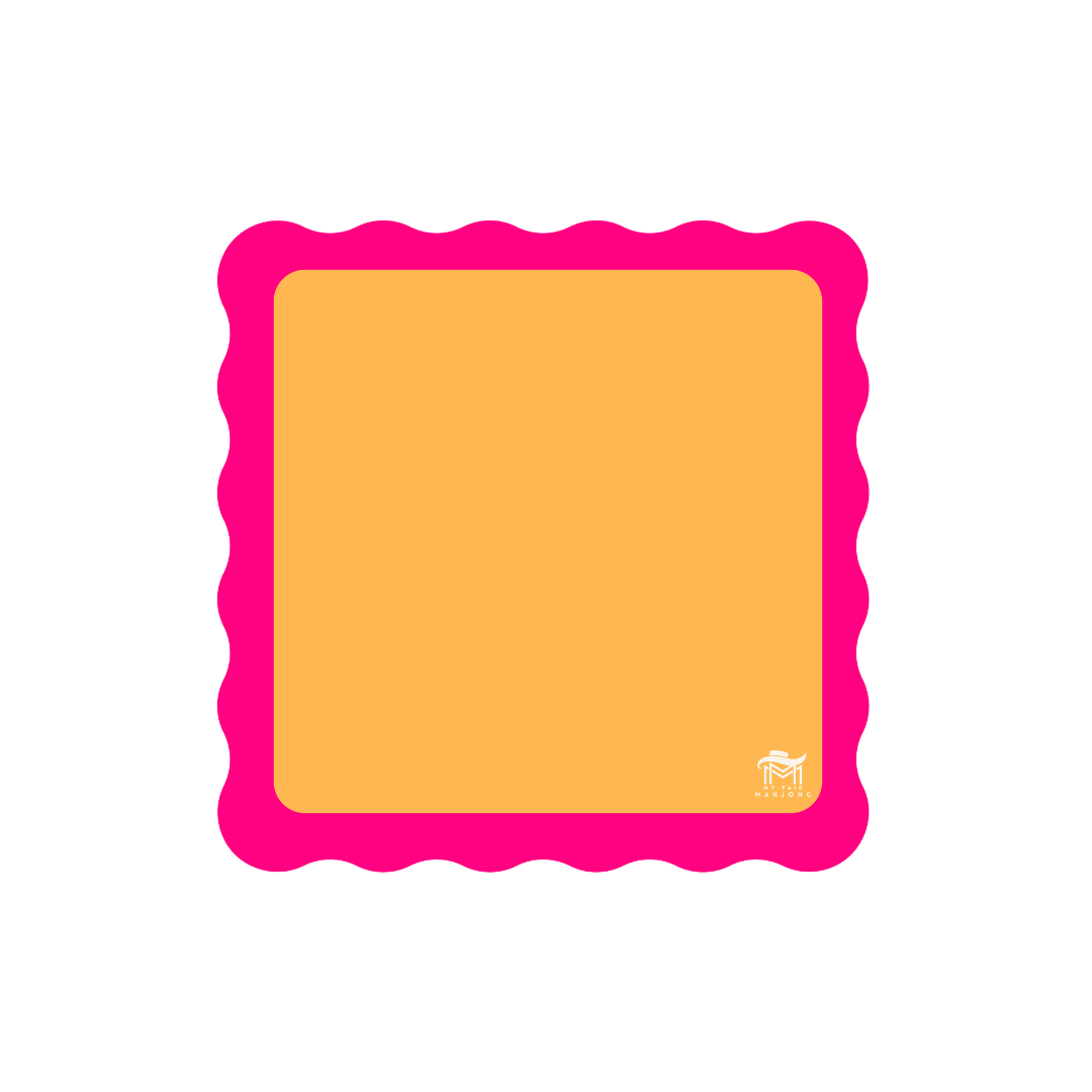 MINI MAHJONG MAT  |  Color Wave  |  21" x 21": Pink Center- Blue Scallop