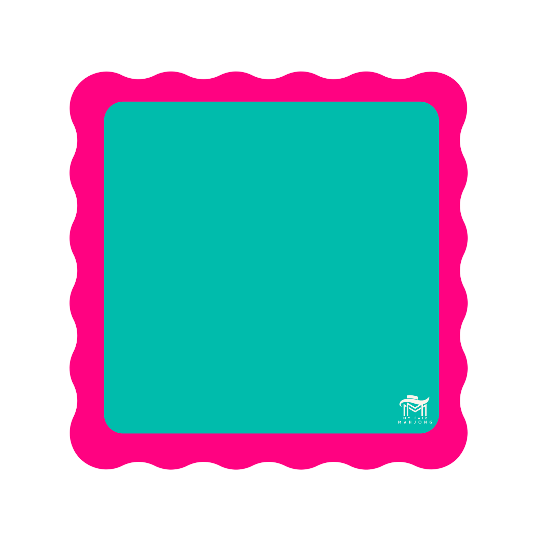 MAHJONG MAT  |  Color Wave  |  31" x 31": Orange Center- Pink Scallop