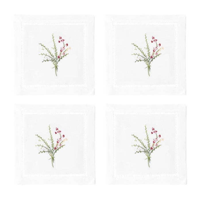 Truvy Hand Embroidered Cocktail Napkins, set of 4