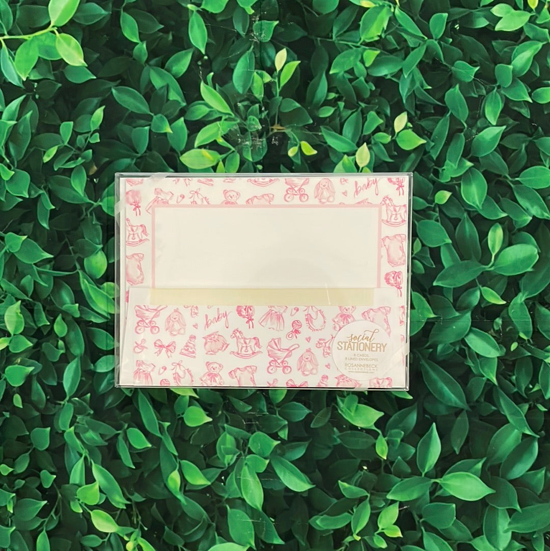 Baby Toile Flat Note Cards
