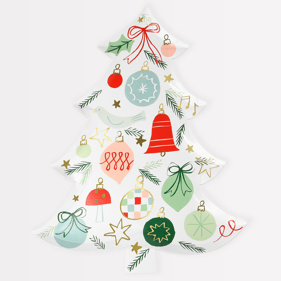 Festive Pattern Tree Plates