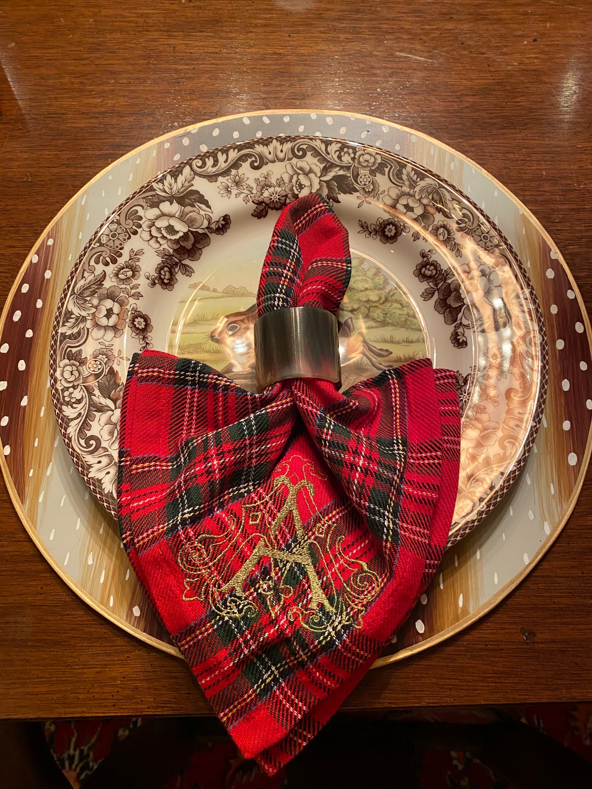 Red Plaid Dinner Napkin Set of 4