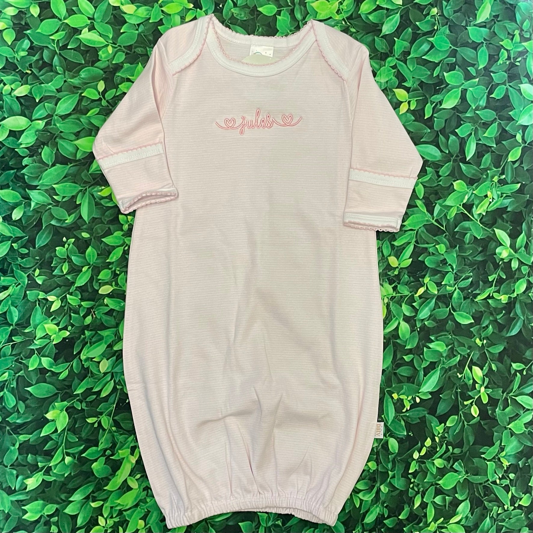 Infant Day Gown Striped with Lap Shoulder