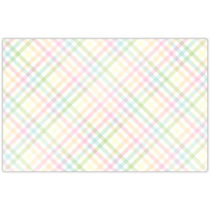 Gingham Pattern Pink Yellow Green Paper Placemat