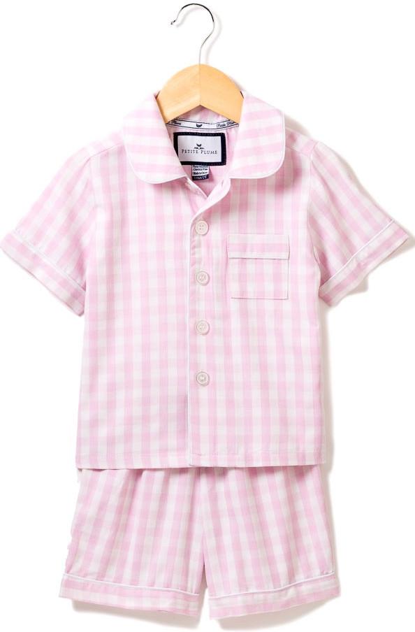 Petite Plume Pink Gingham Short Pajama Set - Sadie's Stitchery