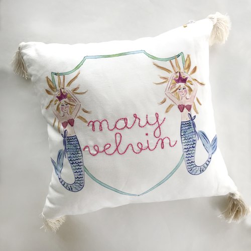 Mermaid Pillow with Monogram