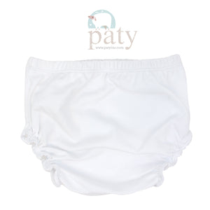 White Diaper Cover with Eyelet Ruffle Legs