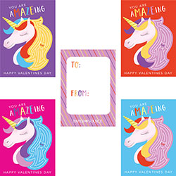 Unicorn Valentine Cards S/28