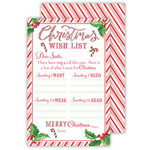 Letter to Santa-Christmas Wish List with Candy Cane