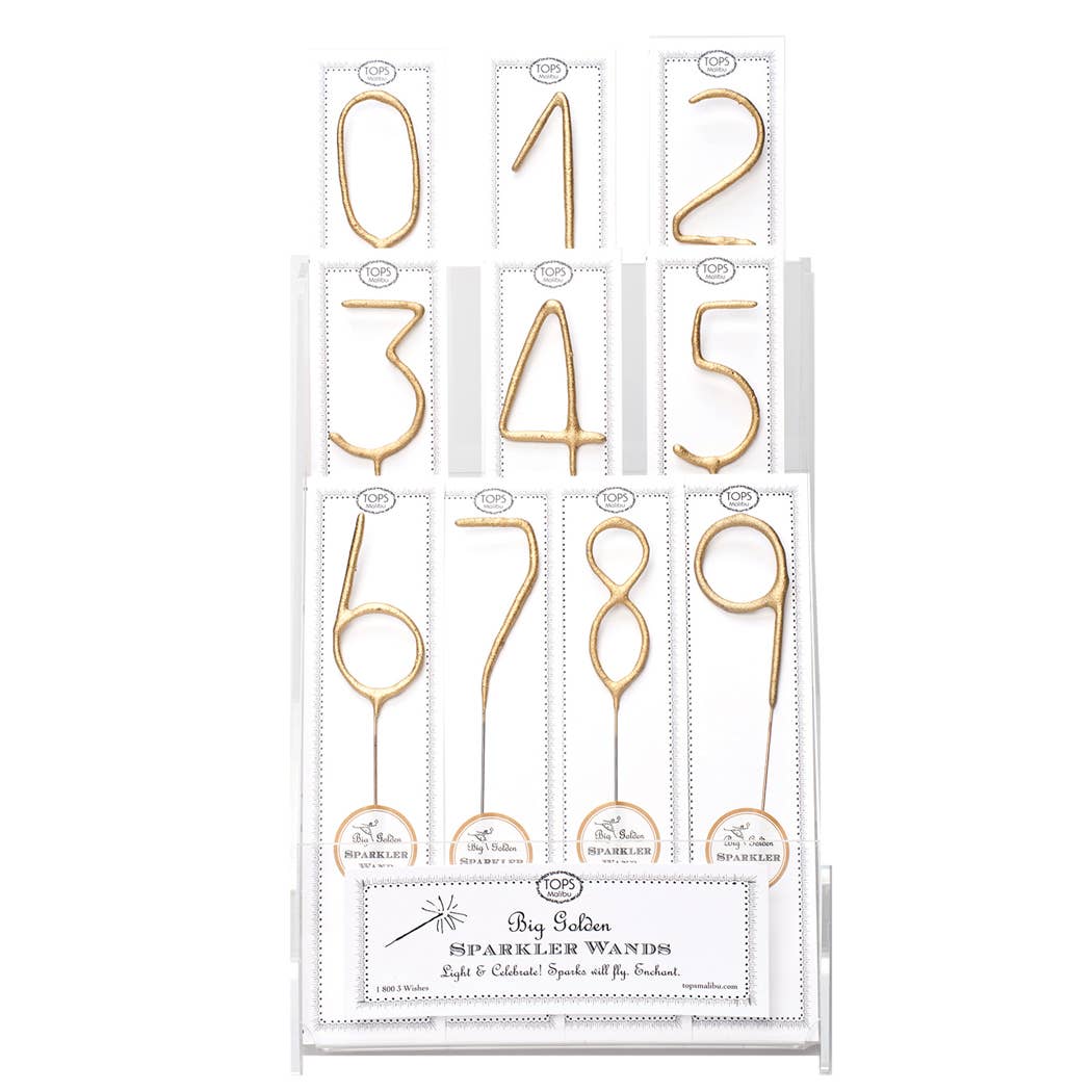 Big Golden Sparkler Wand Numbers 0-9