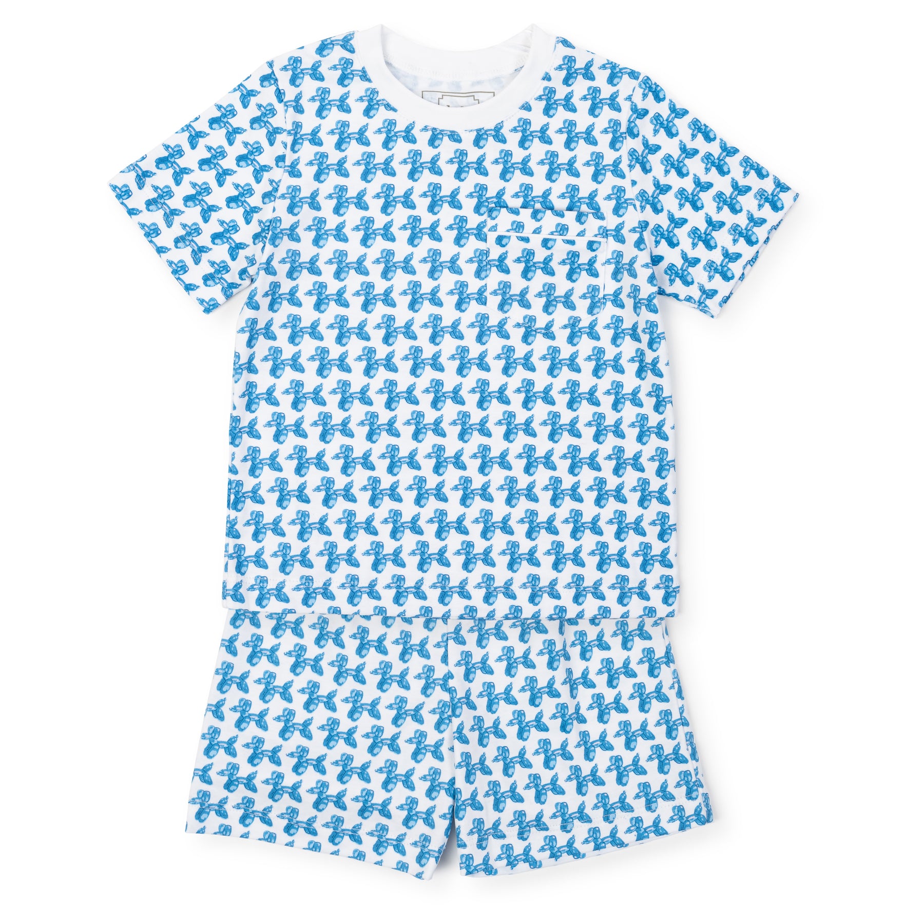 Charles "Popping Pups Blue" Boys Short Sleeve Pima Cotton Pajamas