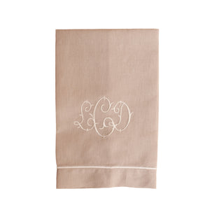 Natural linen guest towel monogrammed