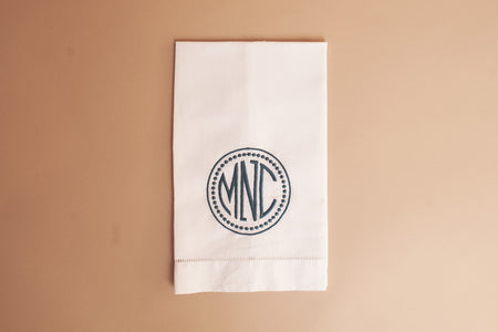 white linen guest towel monogrammed