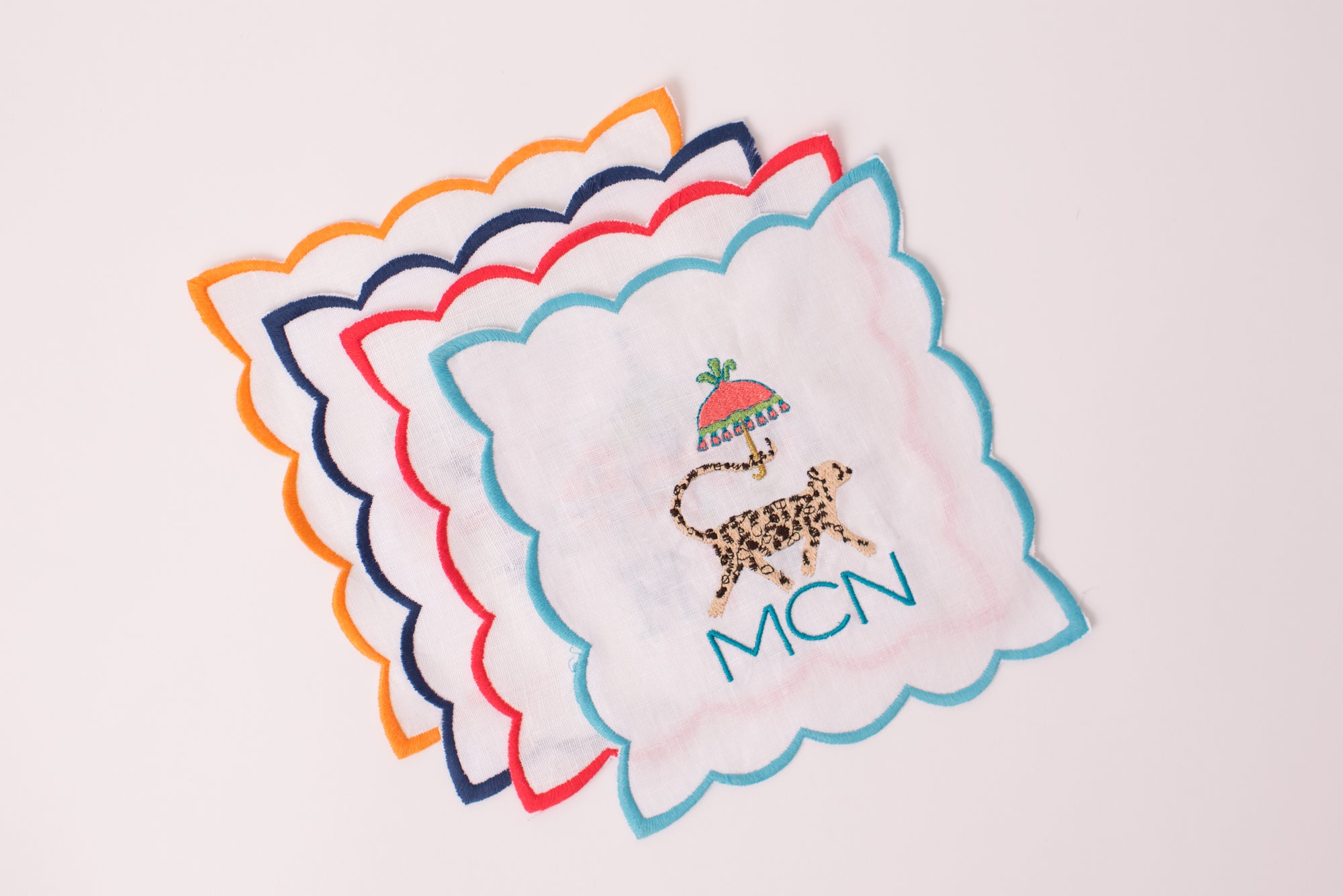 Scalloped Cocktail Napkins with Monogram