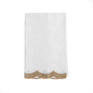 Double Happiness Scalloped Linen Guest Towel
