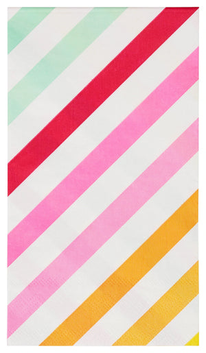 Neon Rainbow Stripe Paper Dinner Napkin or Guest Towel