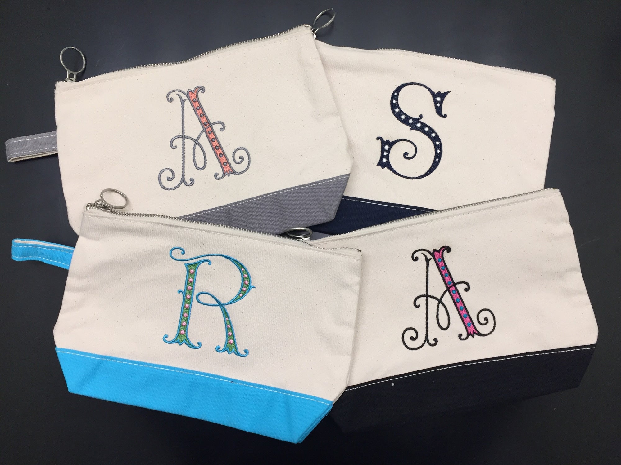 Canvas Accessory Pouch with Monogram