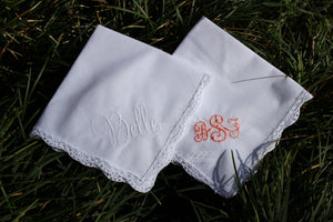White Handkerchief with monogram Wedding