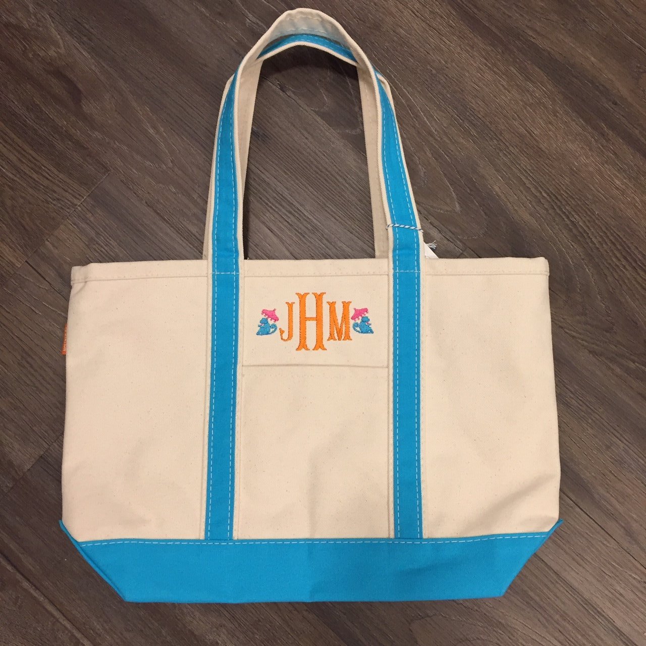 Large Canvas Zip Top Tote with Monogram