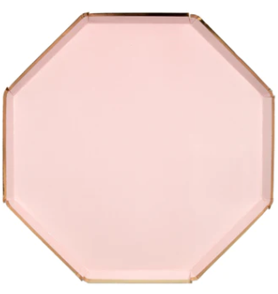 Small Octagon Paper Plate Dusty Pink