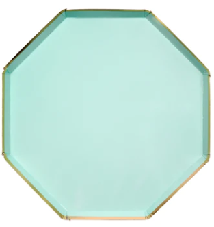 Small Octagon Paper Plate Mint