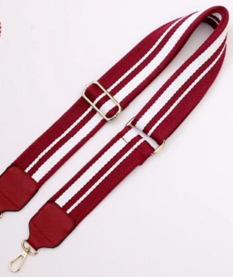 Striped Nylon and Leather Strap