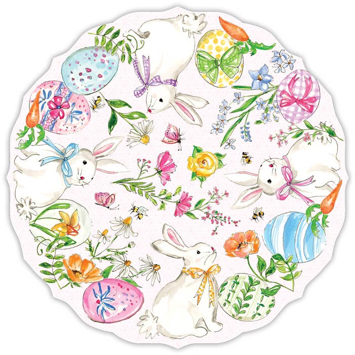 Bunnies with Eggs and Carrots Posh Die-Cut Placemat