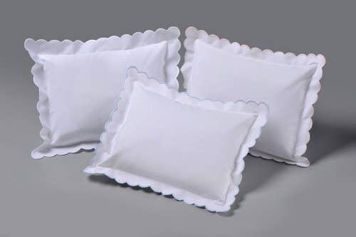 Scallop Petite Pillow-- pink or blue