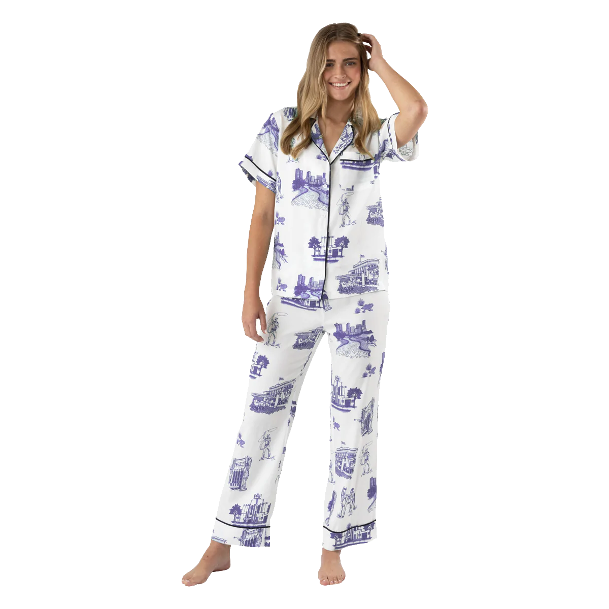 Fort Worth Toile Pajama Set - Short Sleeve/Pants