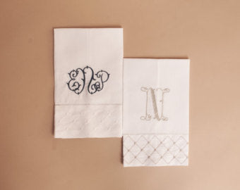 Trellis Embroidered Linen Guest Towel