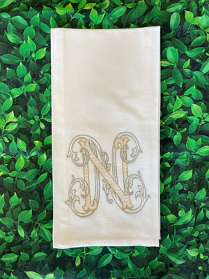 Single Letter Monogramed Guest Towel