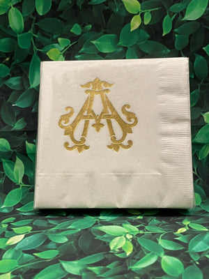 Antique Chic Monogrammed Beverage Napkins