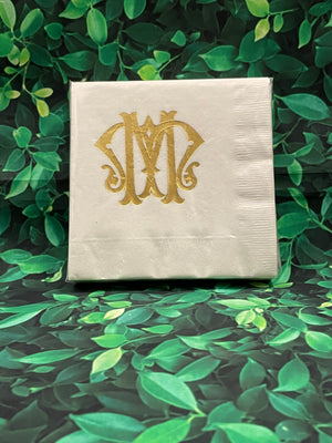 Antique Chic Monogrammed Beverage Napkins