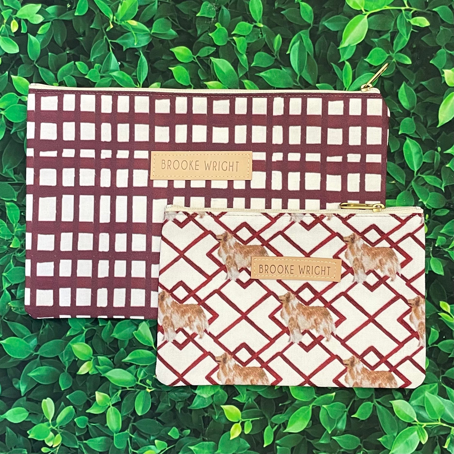 Large Watercolor Check Canvas Clutch