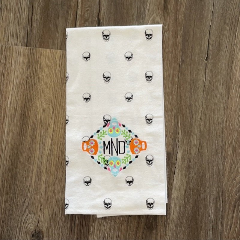 Flour Sack Kitchen or Guest Towel with Skulls