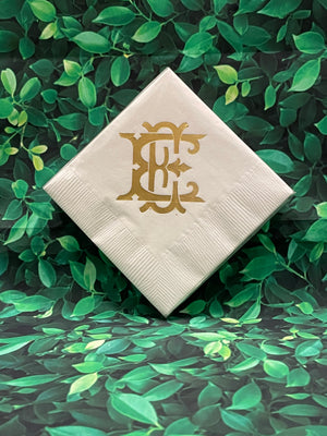 Antique Chic Monogrammed Beverage Napkins
