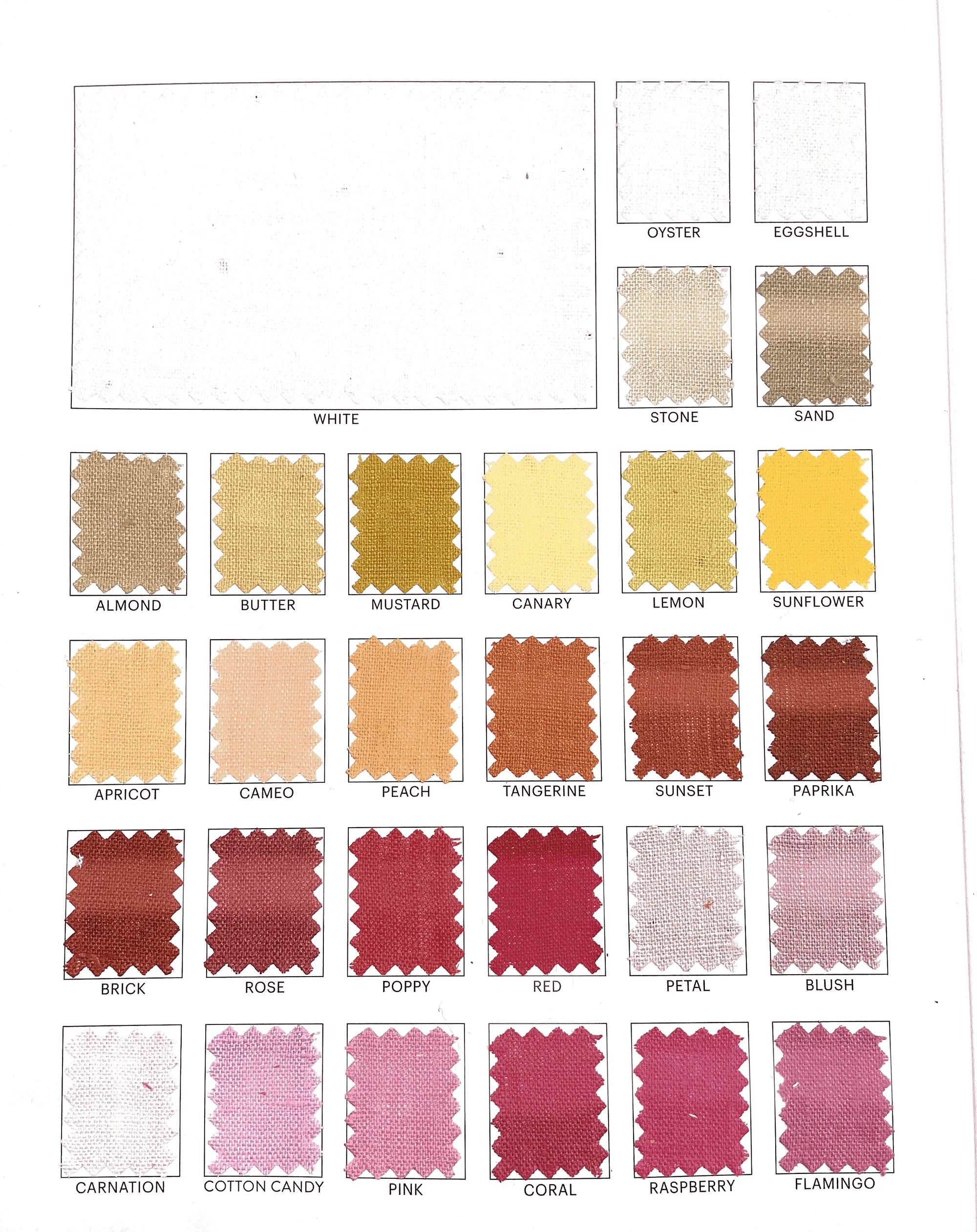 Aida OR Evenweave OR Linen Fabric Color Chart 