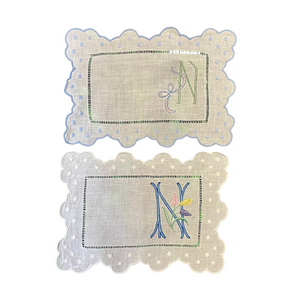 Scallop & Dot Oblong Cocktail Napkins with Monogram