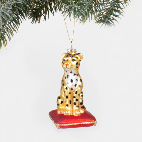Leopard Blown Glass Ornament